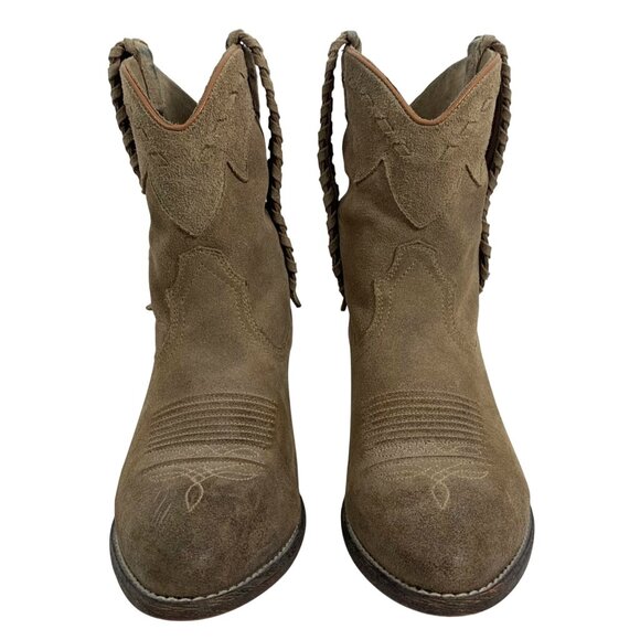 ARIAT Ladies Round Up Rianda Relaxed Shortie Western Boots Beige Suede 9.5B - Picture 2 of 11